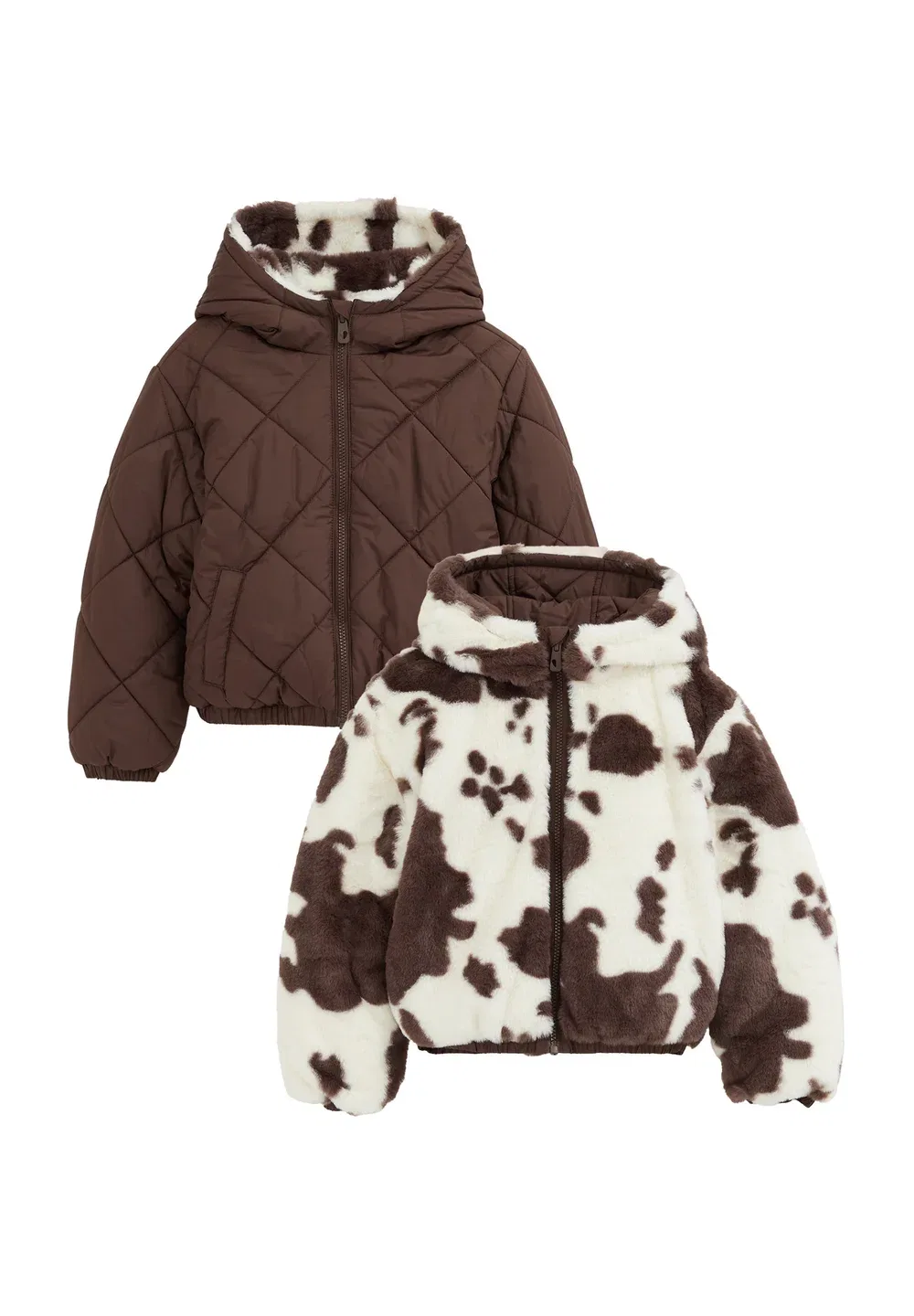Двусторонняя зимняя куртка We Fashion, Dark Brown