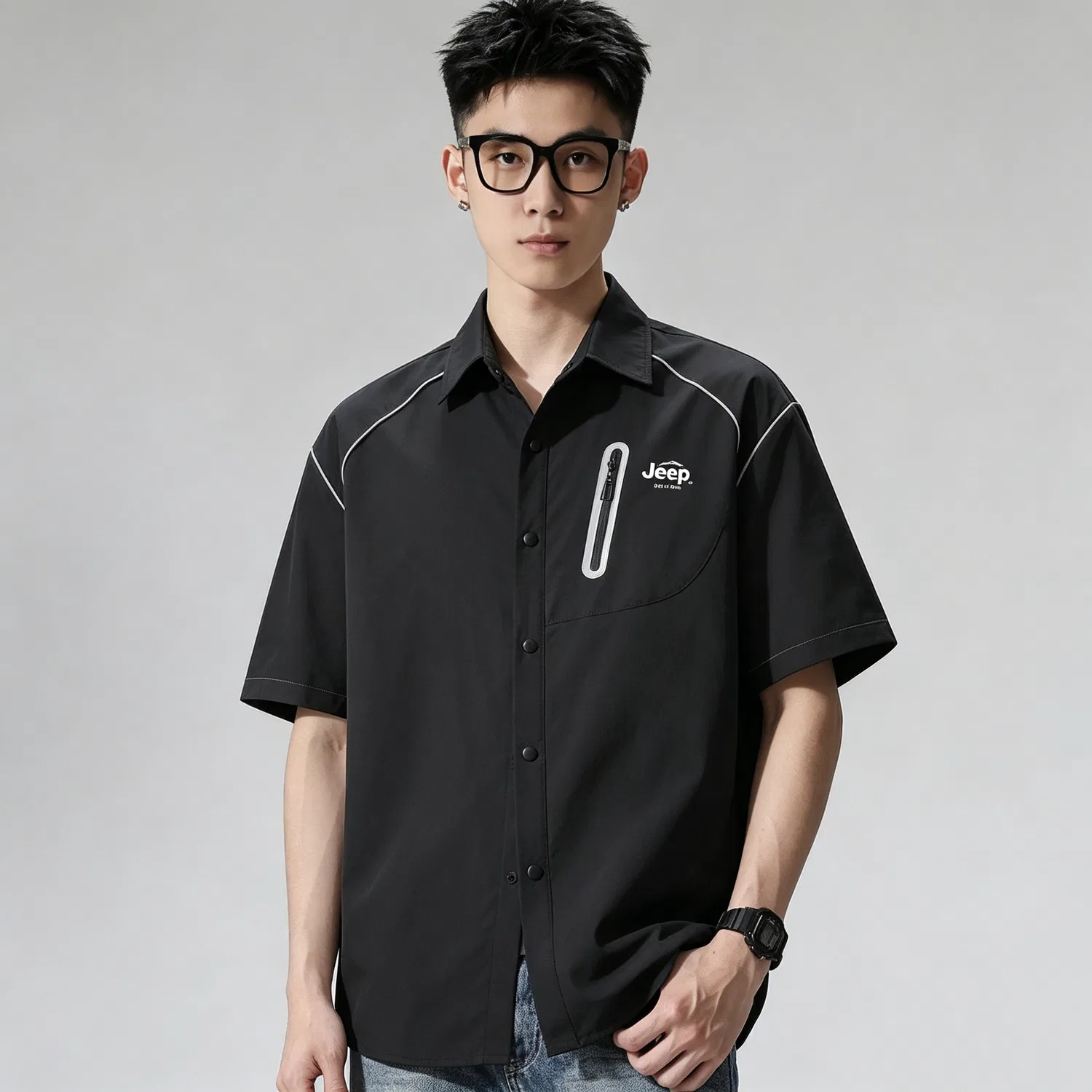 Детская рубашка с воротником прямого кроя Jeep Urban Casual Shirts, Apricot — фото 4