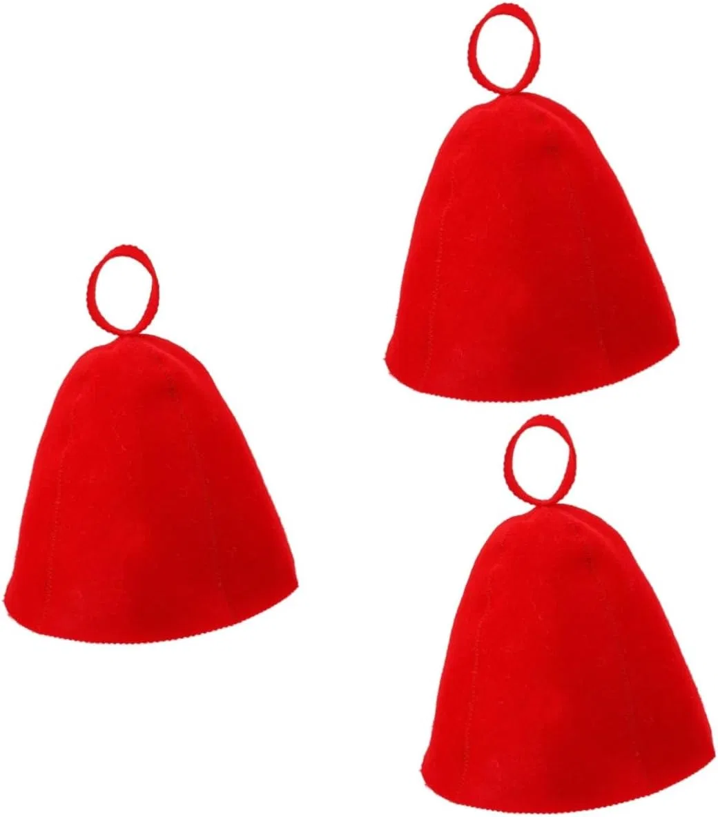 Шапочка для сауны из войлока, набор 3 шт, BCOATH, Red