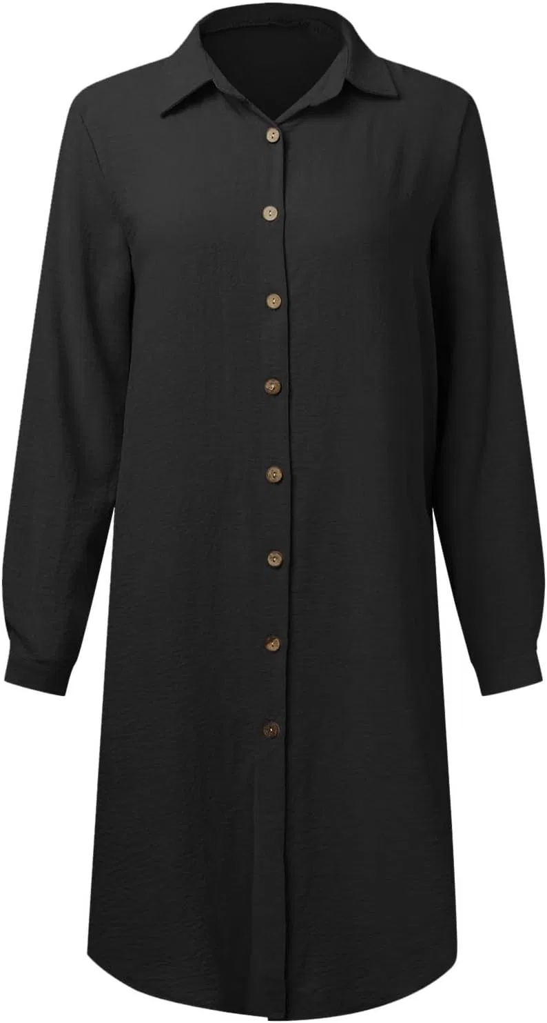 Женское длинное платье-кафтан свободного кроя Generic, Black — фото 4
