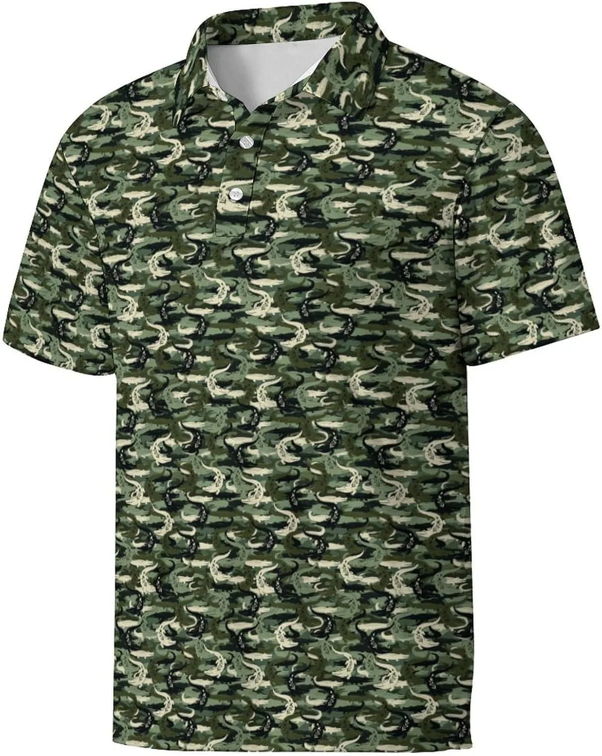 Мужская спортивная футболка-поло с коротким рукавом, модель Golf Polos, Camo Crocodile