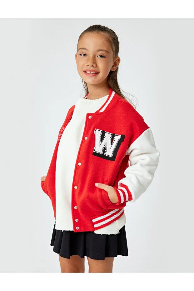 Детская куртка для девочек с принтом College jacket Koton, Red