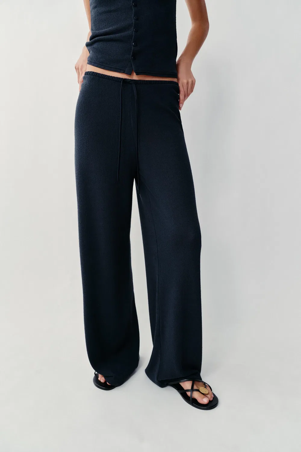 Рустикальные брюки ZARA, Navy blue — фото 2