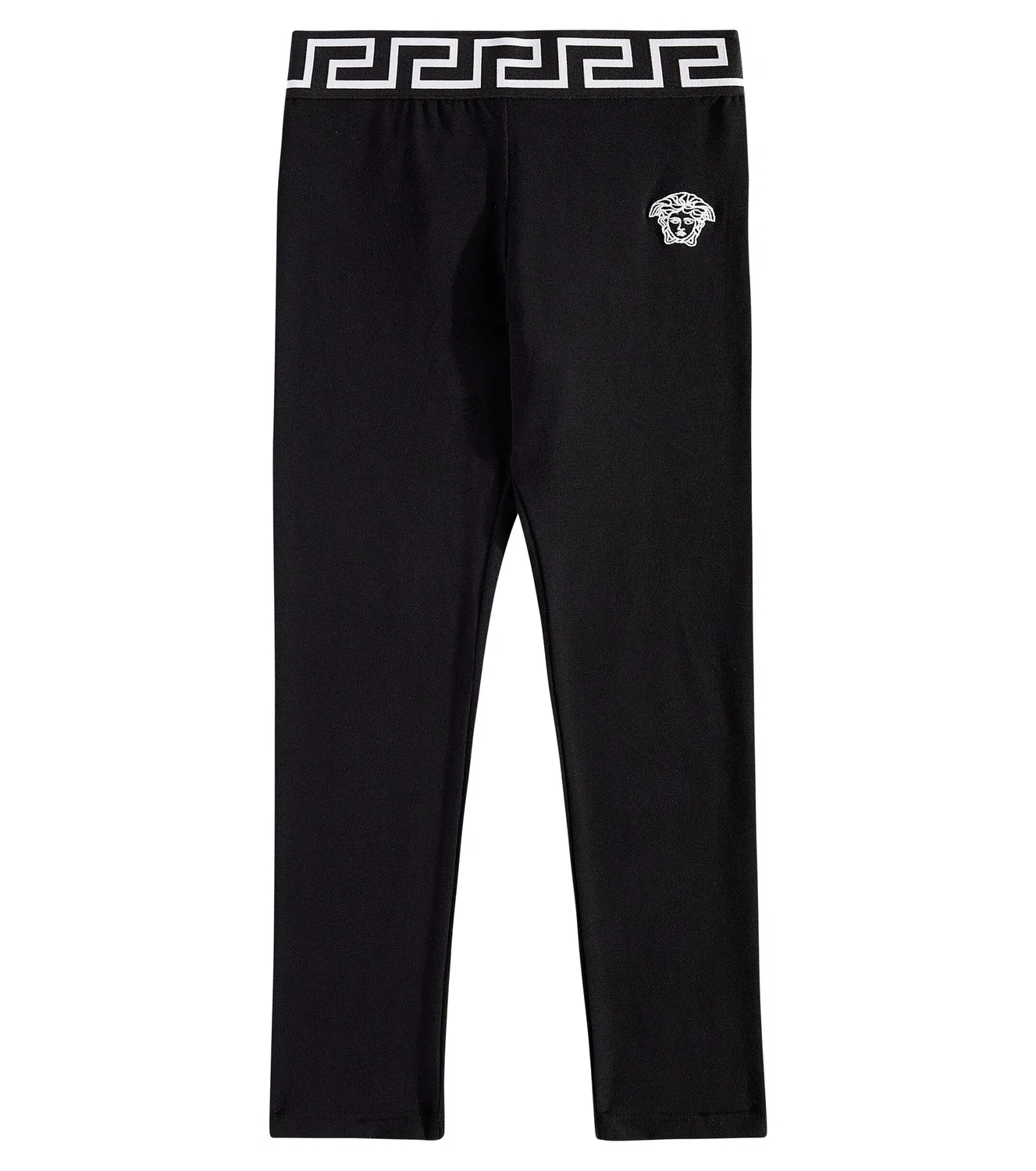 Леггинсы в рубчик с узором Greca Versace Kids, черный