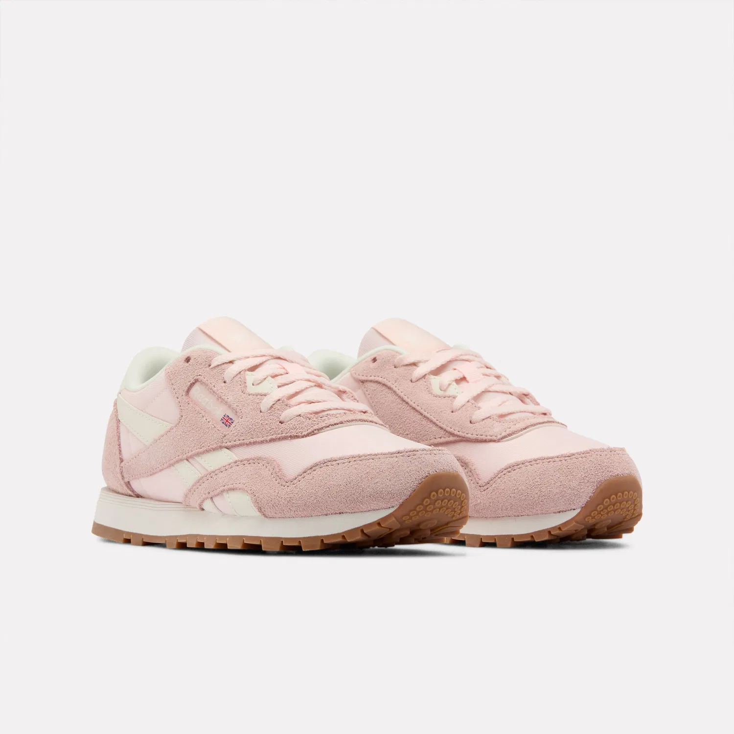 Детские кроссовки на шнуровке Reebok Classic CL NYLON, Pure Pink/Chalk/Gum