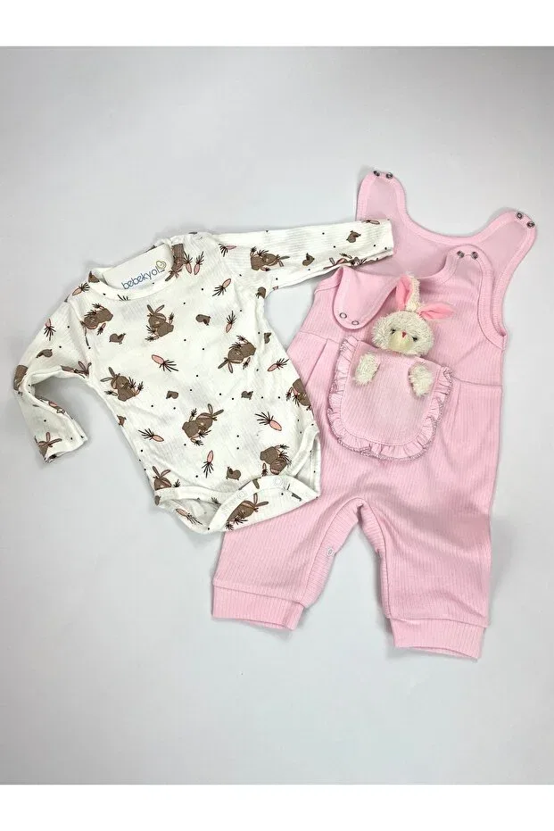 Детский комбинезон для девочек хлопковый Toy-Detail baby girl set Bebekyol, Pink — фото 2