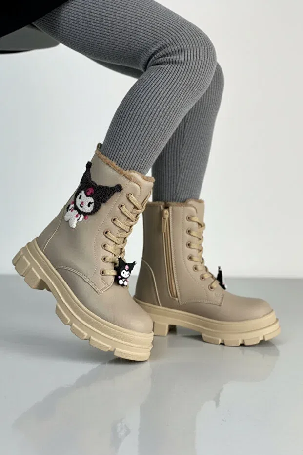 Детские ботинки для девочек с принтом Diggo Kids, Beige