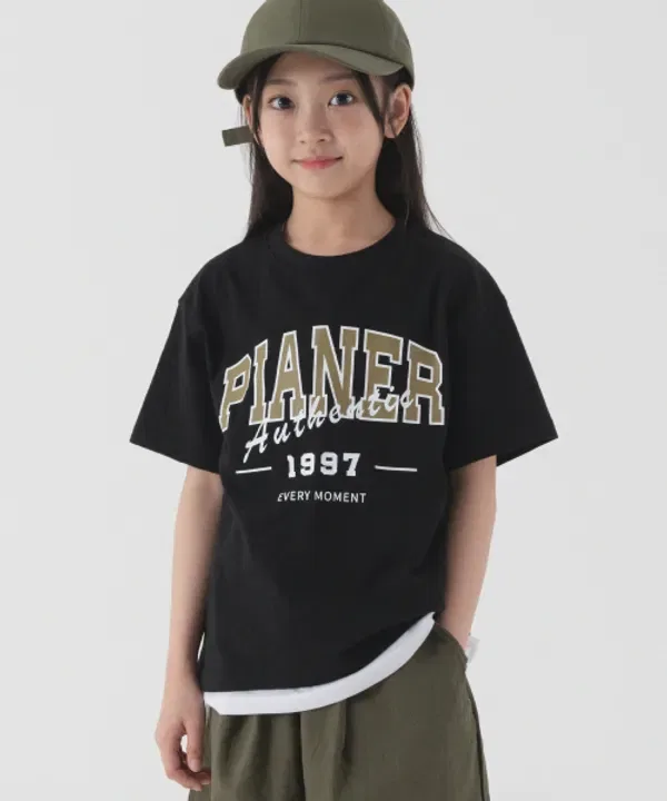 Футболка с большим логотипом, оверсайз, Pianer Kids, черный — фото 2