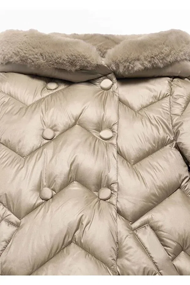 Детское пальто для девочек с капюшоном Abel & Lula, Beige — фото 4