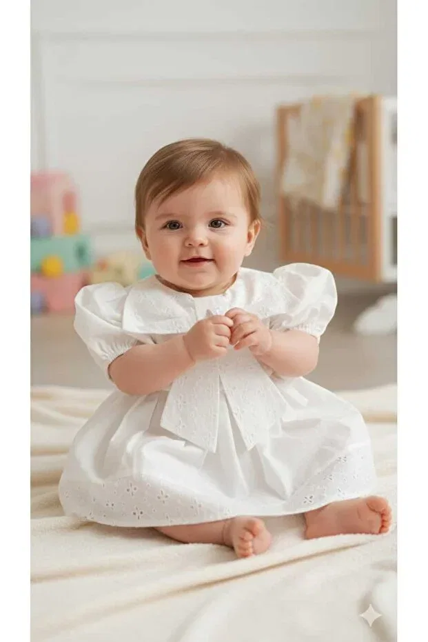 Детское платье для девочек хлопковое Little Baby, White