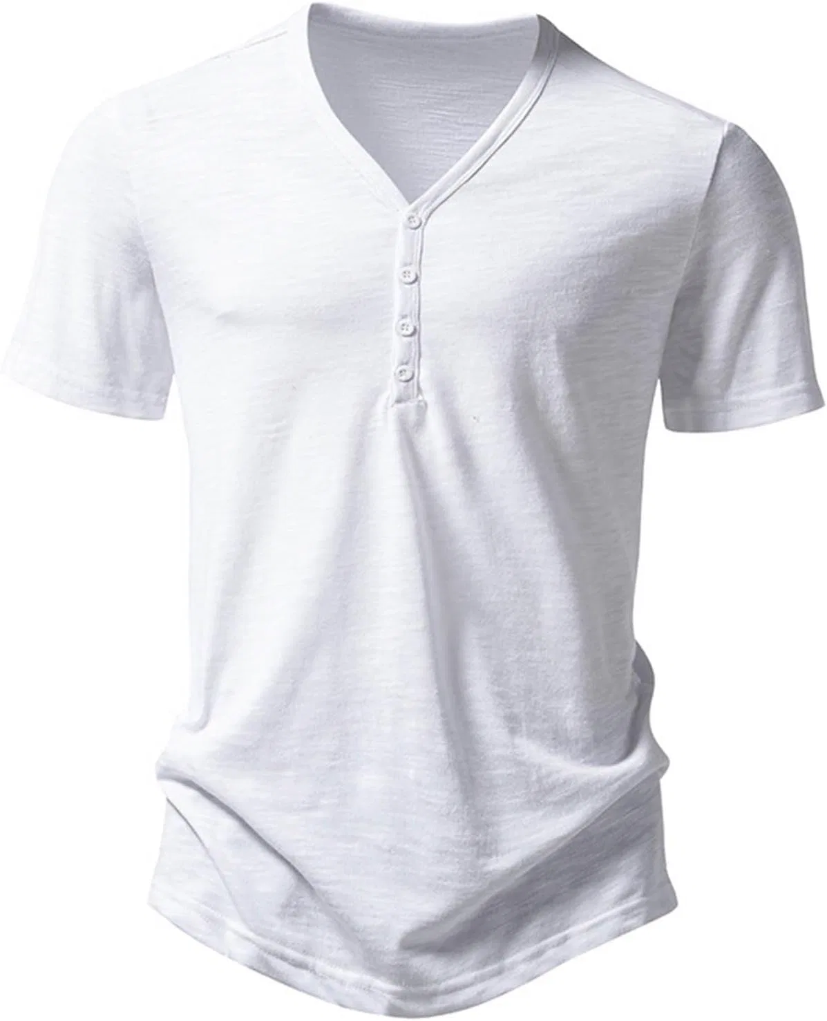 Мужская хлопковая футболка-поло с V-образным вырезом Regular Fit, White