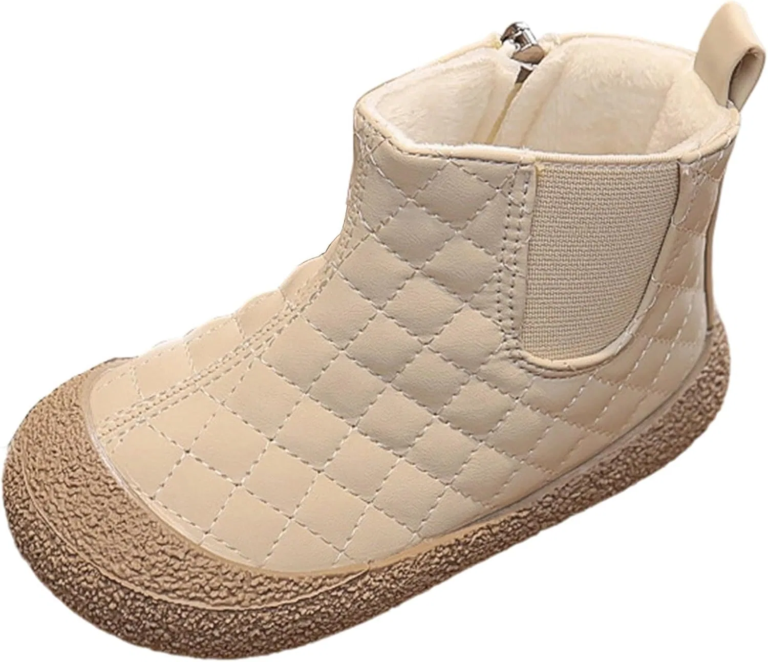 Детские зимние сапоги для девочек с боковой молнией и мехом SHOPESSA, Beige
