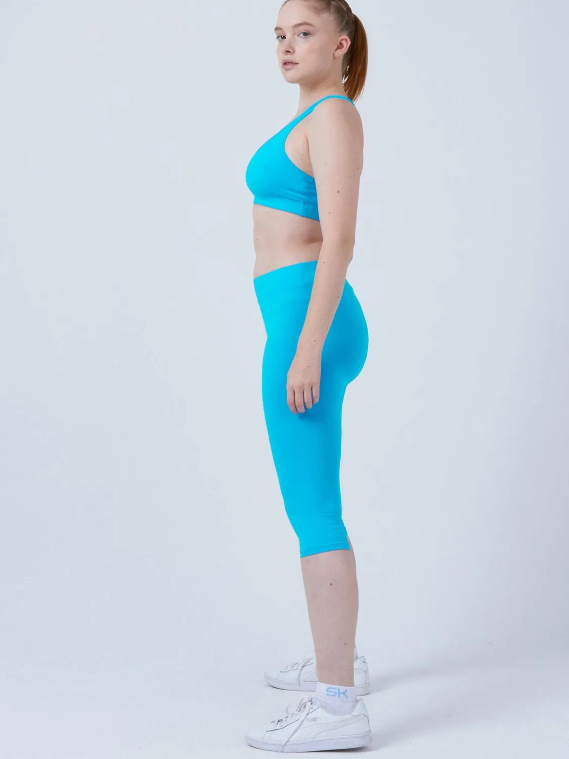 Узкие леггинсы Sportkind 3/4 Sport Leggings бирюзового цвета — фото 3