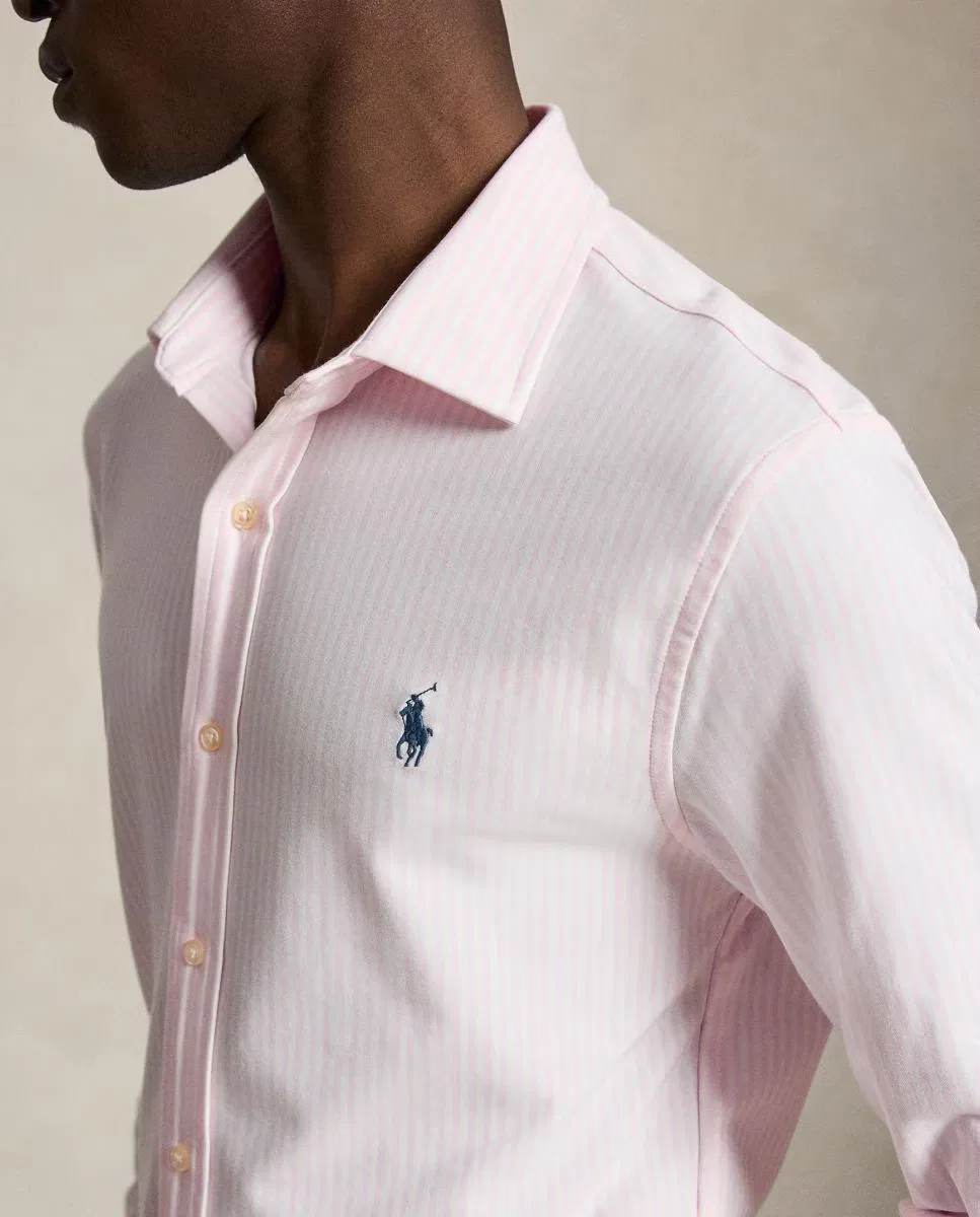 Мужская рубашка в полоску, Oxford Slim Fit, Polo Ralph Lauren, Rosa claro — фото 3