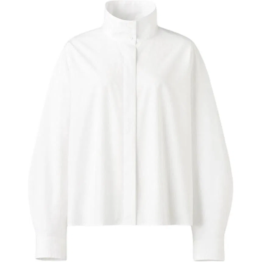 Женская рубашка с воротником-стойкой Ivory UNIQLO, Ivory