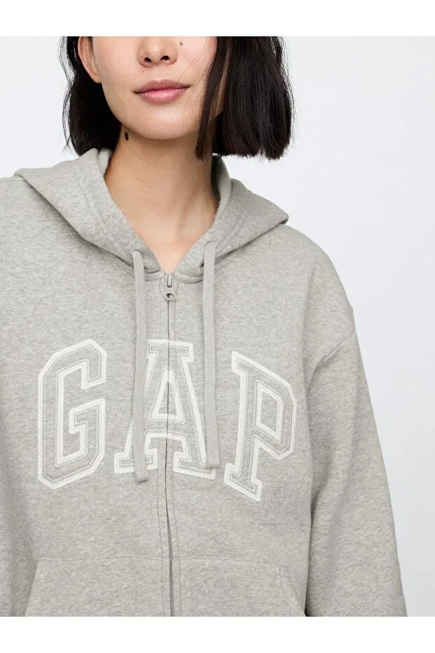 Женские свитшот на молнии с принтом Gap, Gray-012 — фото 3