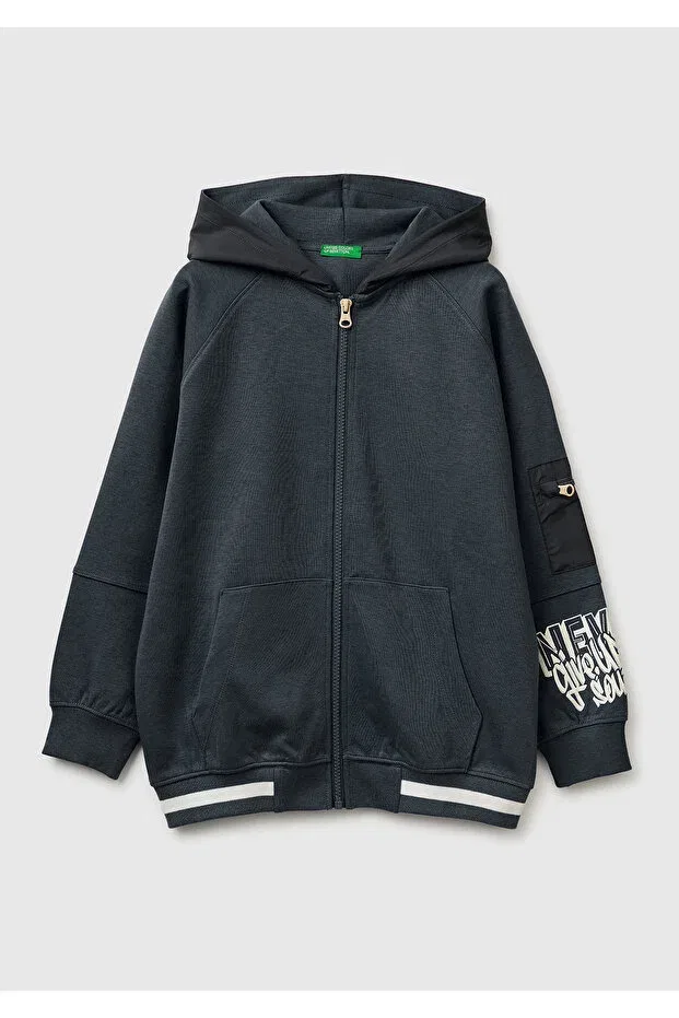 Детское худи для мальчиков с капюшоном United Colors Of Benetton, Anthracite