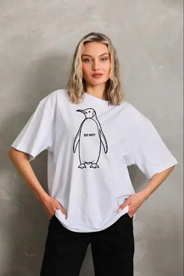 Детское платье-футболка для девочек оверсайз Nihilist Penguin Custom Design Vella Moda, White — фото 2