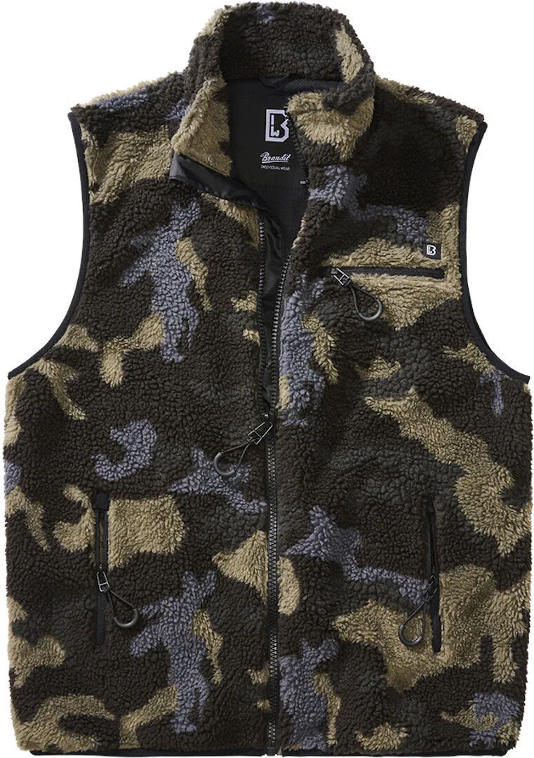 Жилет из тэдди-флиса Brandit Teddyfleece Weste, S, камуфляж темный, Dunkles Camouflage