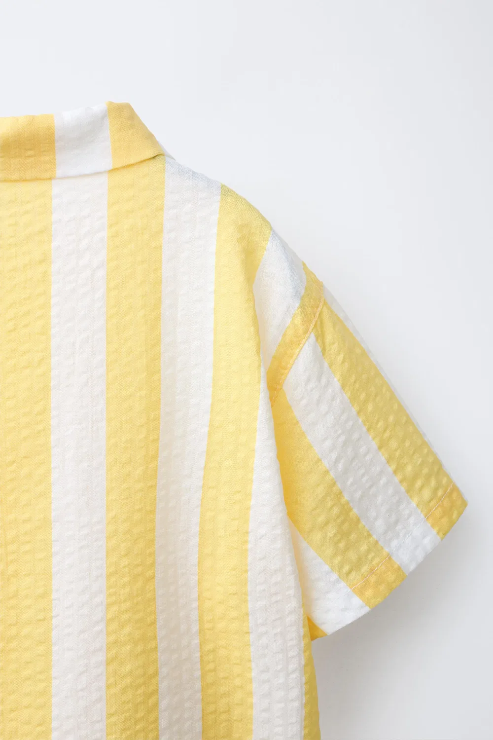 Полосатая рубашка из сирсакера ZARA, Yellow — фото 4