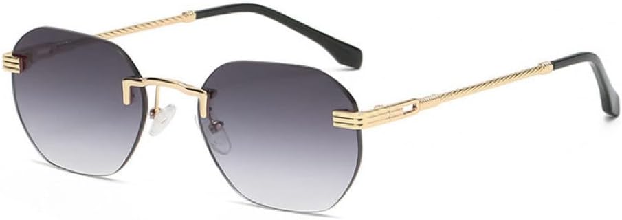 

Круглые солнцезащитные очки без оправы с зеркальным покрытием, мужские и женские, в металлической оправе, роскошные, модные, с защитой от УФ-излучения UV400 MUTYNE, Gold Gray