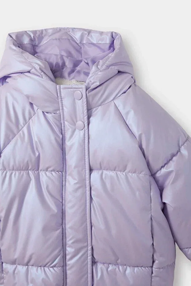 Детское пальто для девочек с капюшоном Defacto, Purple-Pr247 — фото 2