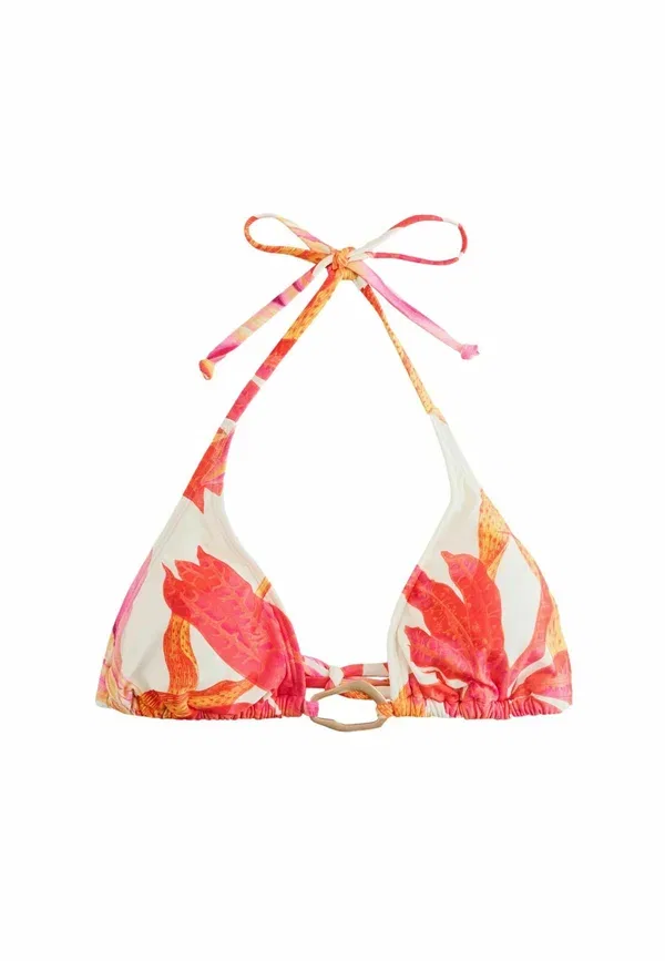 Купальник топ из полиэстера и эластана hardware triangle bikini top Next white red floral, красный