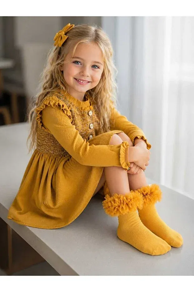 Детские носки для девочек хлопковые Bebeğime Çorap, Mustard Yellow