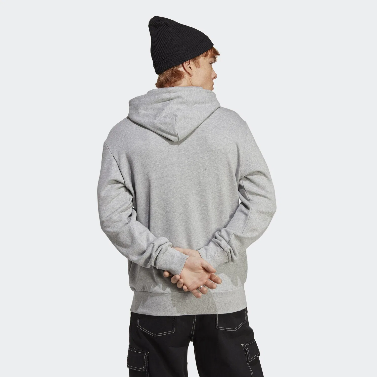 Мужское худи с принтом Essentials French Terry Big Logo Adidas, Grau — фото 4