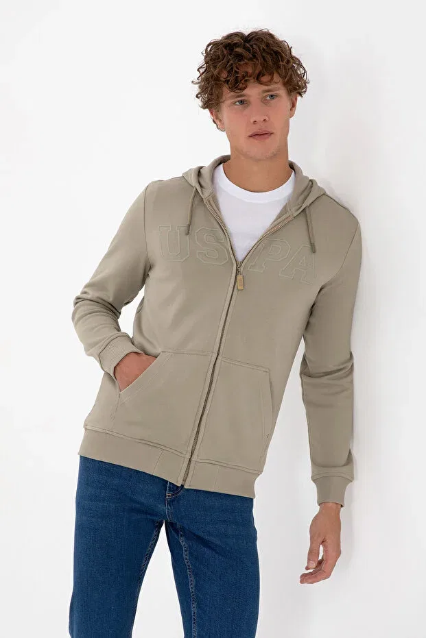 Мужской кардиган с капюшоном U.S. Polo Assn., Open Haki