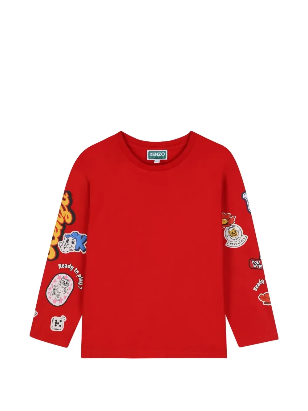 Футболка с длинными рукавами и нашивками Kenzo Kids, красный