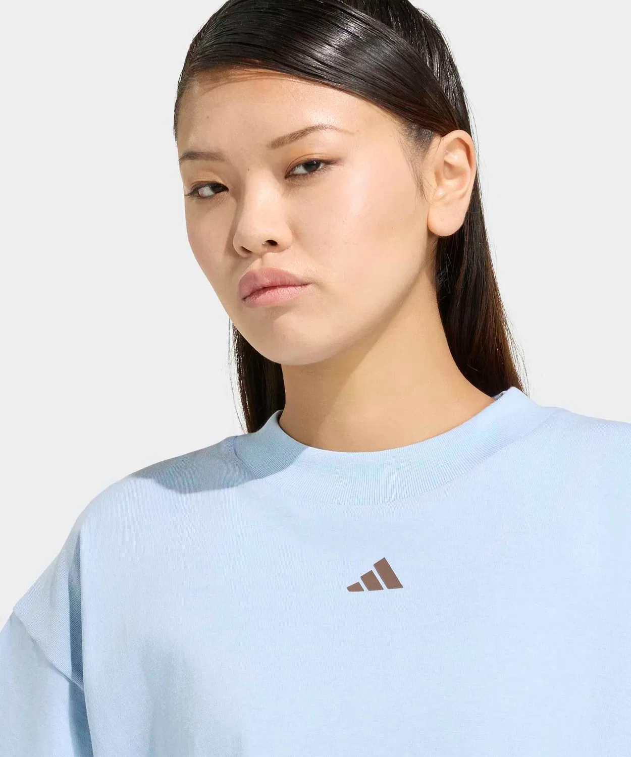 Женская футболка свободного кроя с принтом Three Bar Logo Adidas, Blue — фото 3