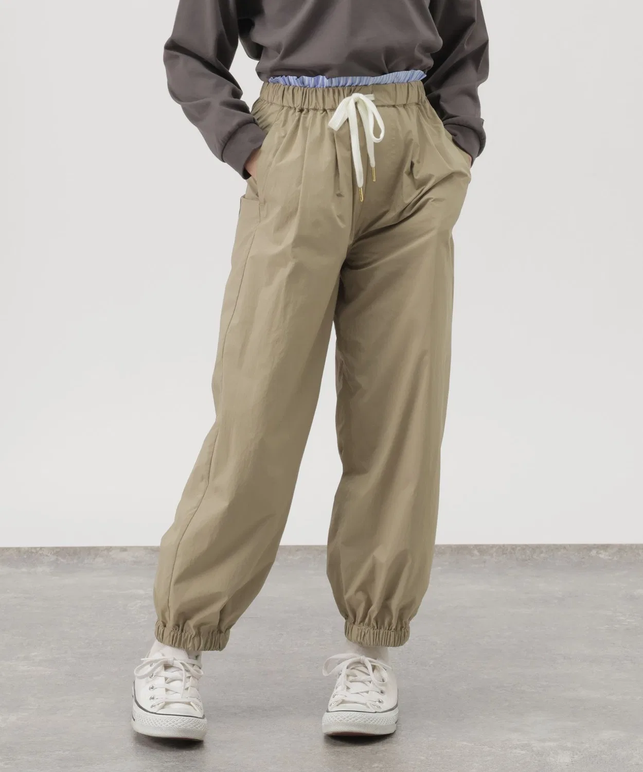Детские широкие брюки с запахом, модель Layered Easy Pants GLOBAL WORK, Beige
