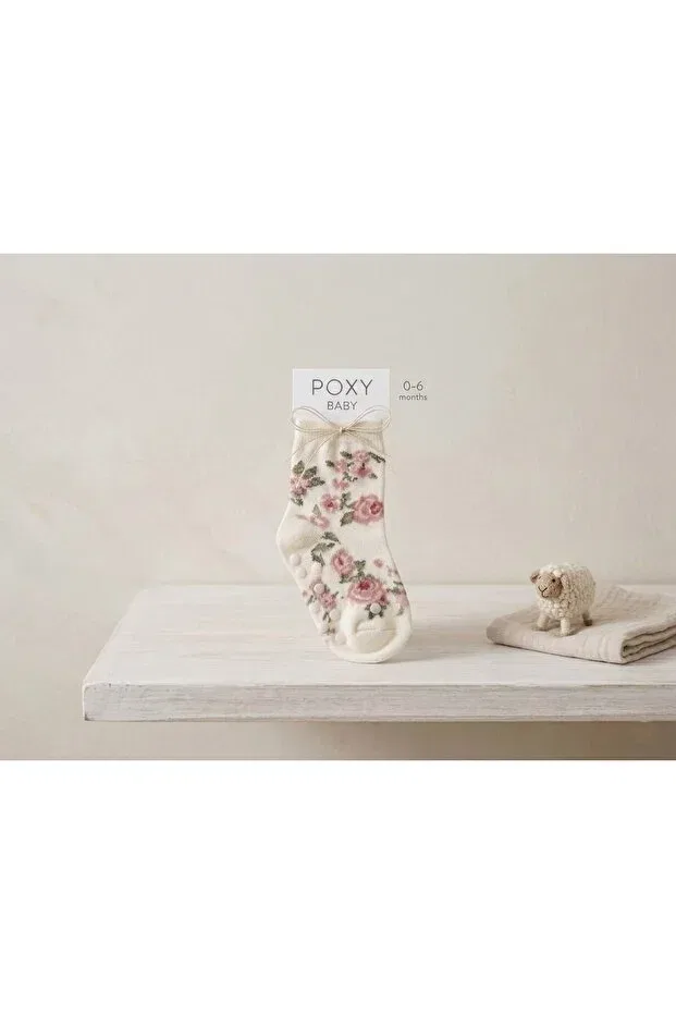 Детские носки для девочек хлопковые с принтом Basics Nimini Kids, Cream Floral