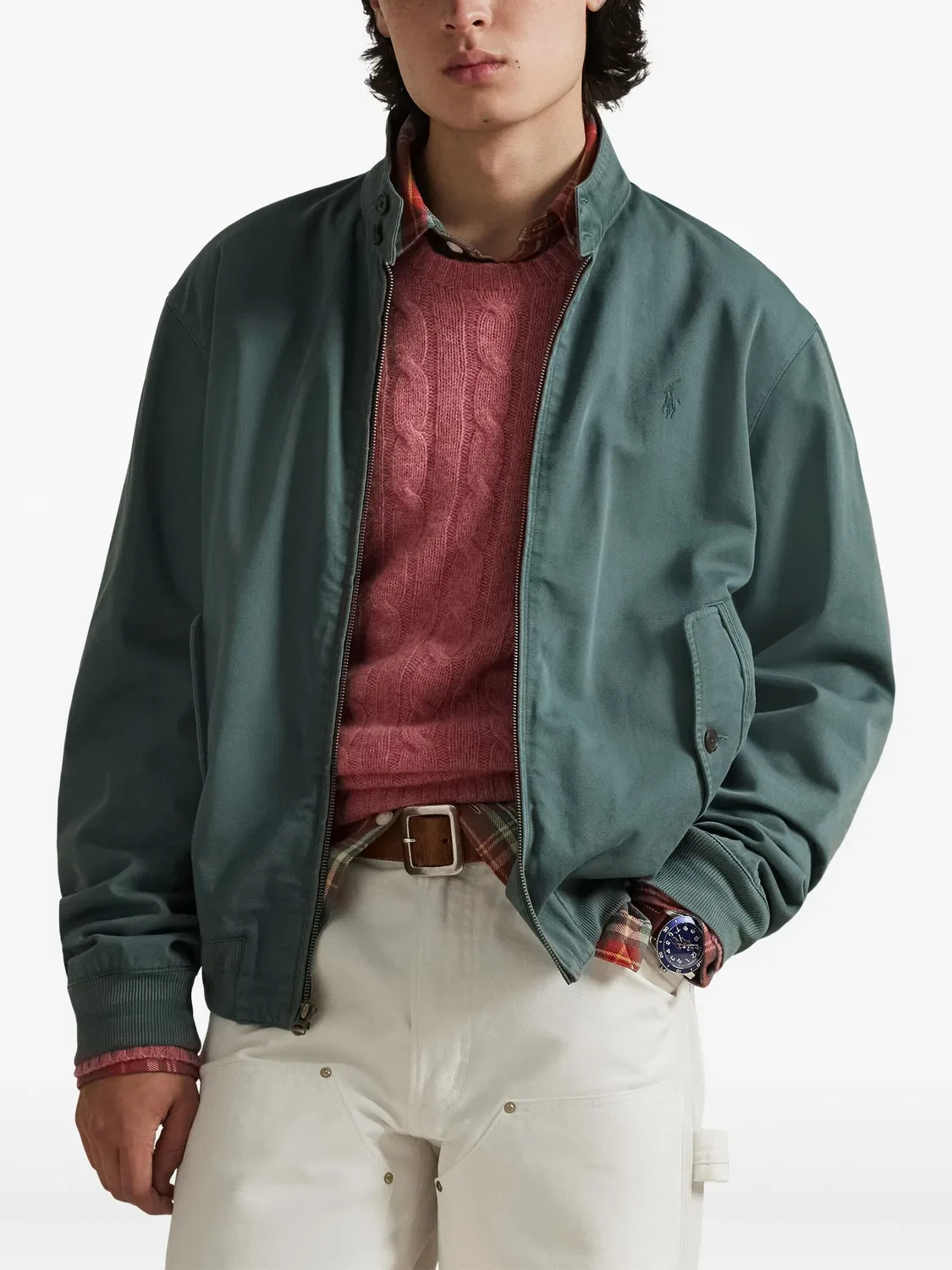 Куртка бомбер на молнии из хлопка Polo Ralph Lauren, зеленый — фото 2