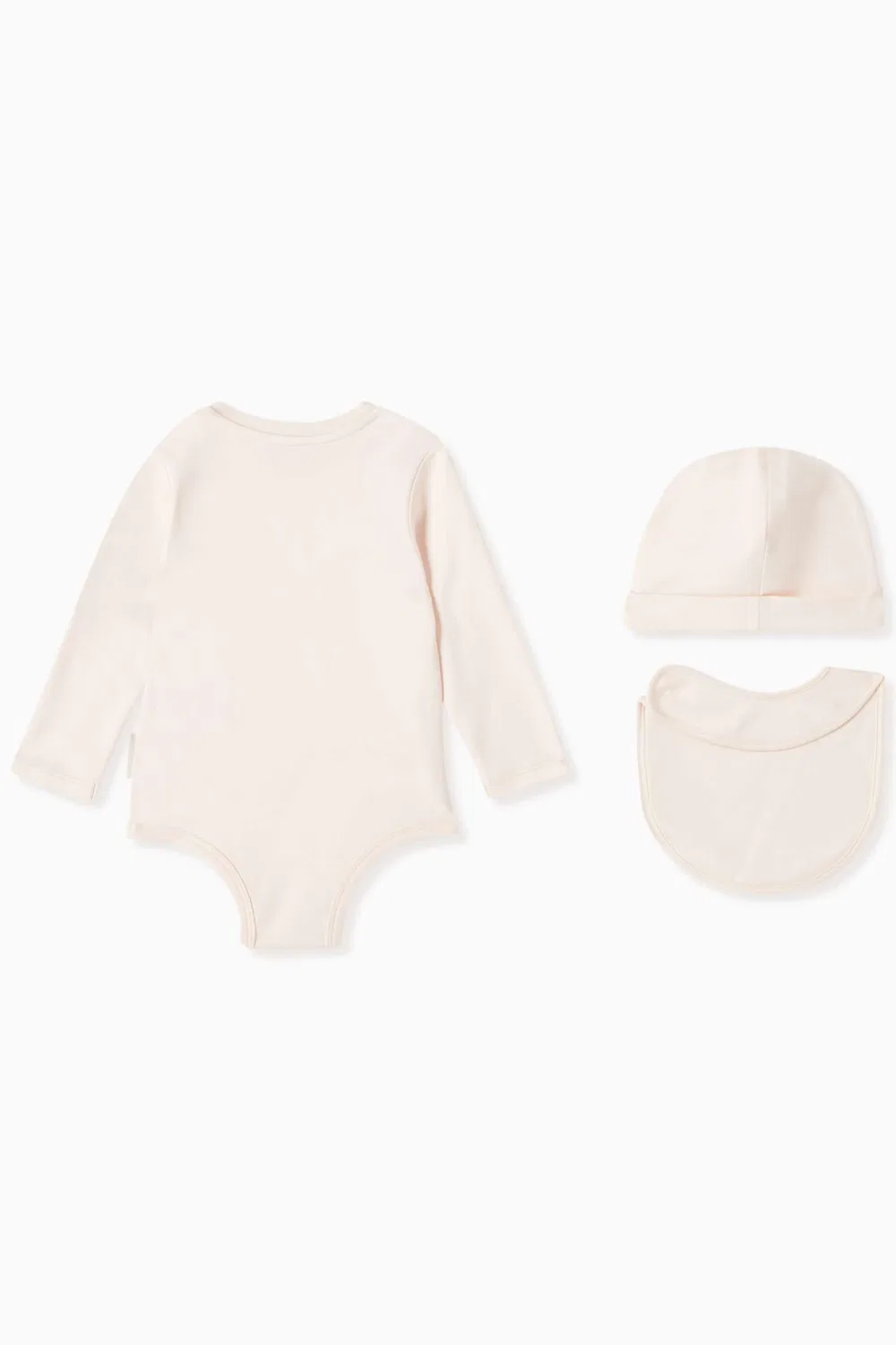 Комплект детский из хлопка с нагрудником и шапочкой Moncler Enfant, розовый — фото 2