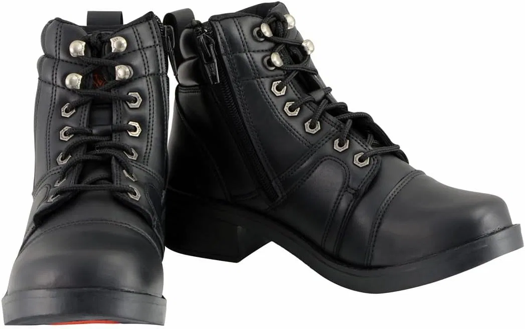 Детские ботинки на шнуровке с боковой молнией Milwaukee Leather MBK9255, Black — фото 2
