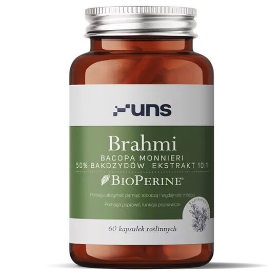 

Uns, Brahmi Bacopa Monnieri 50% экстракт бакозидов 10:1 60 растительных капсул