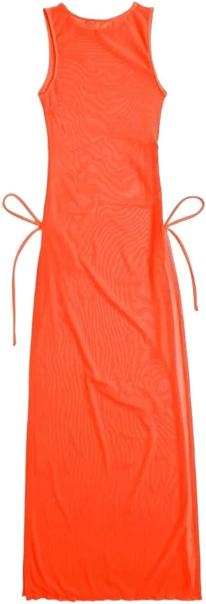 Женский пляжный халат с разрезами по бокам Mesh, Orange