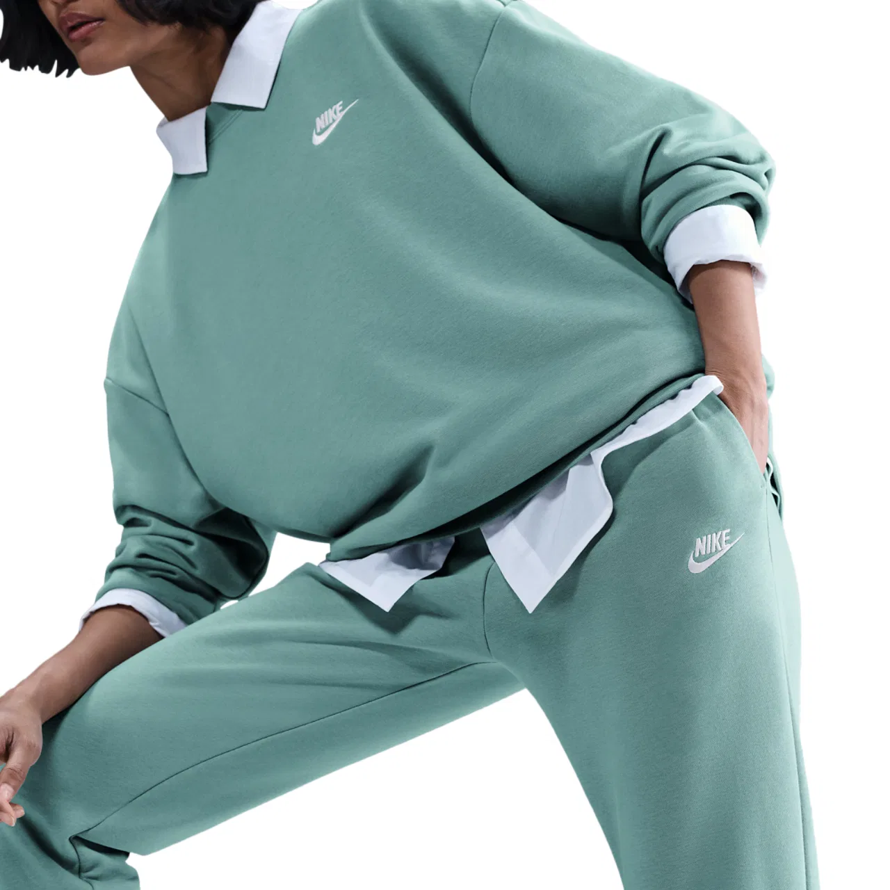 Женские брюки Club Fleece Mid Rise Pant Nike, цвет Cannon/White — фото 3