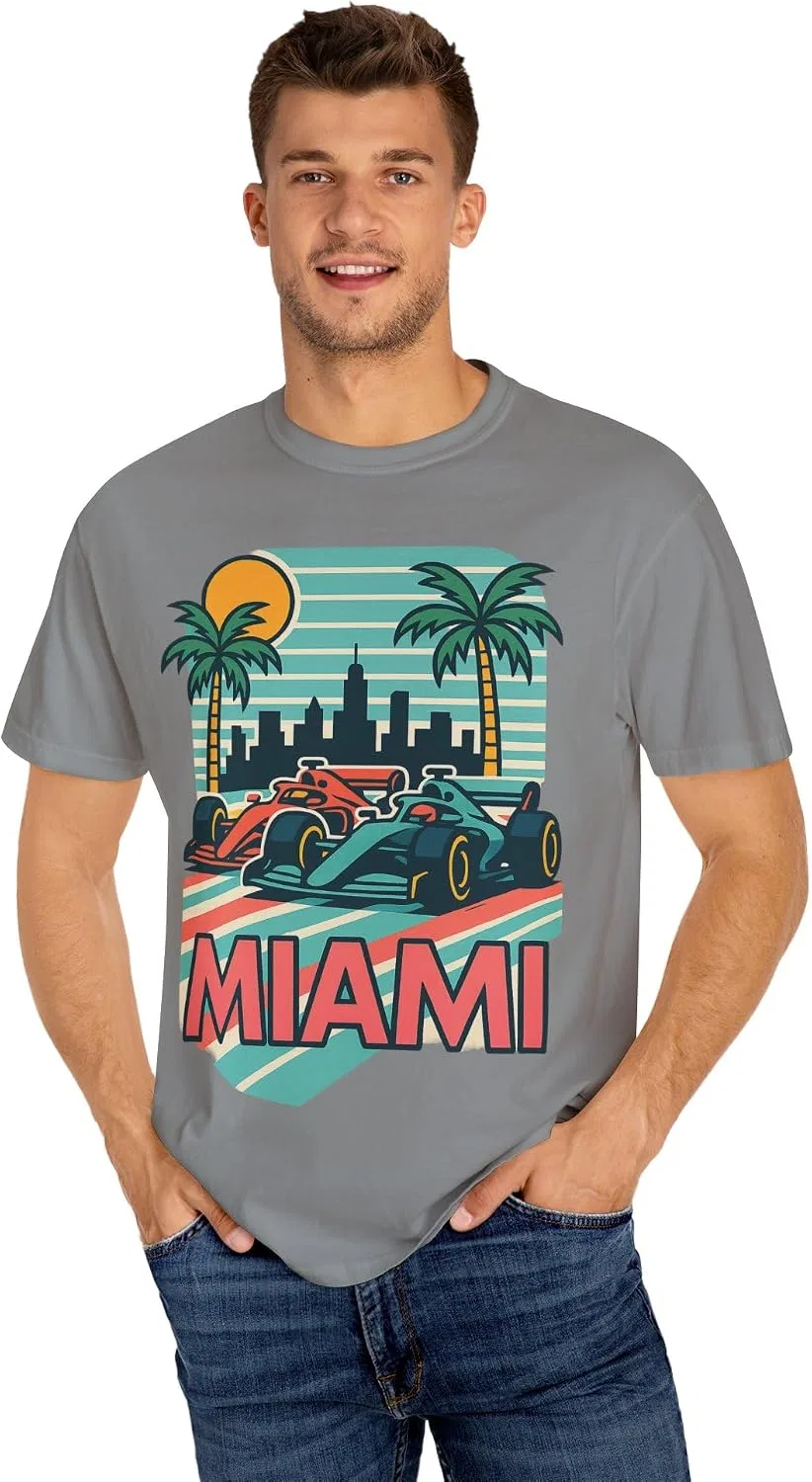 Футболка с принтом Miami racing Comfort Colors 1717, Granite — фото 3