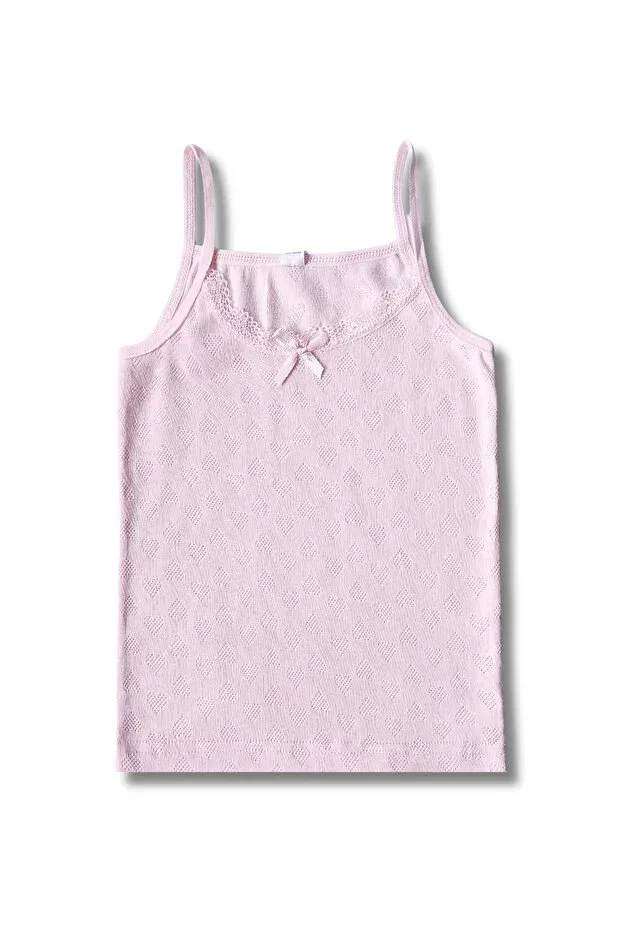 Детское для девочек хлопковое белье без рукавов Panfilia, Pink-Salmon-White — фото 2