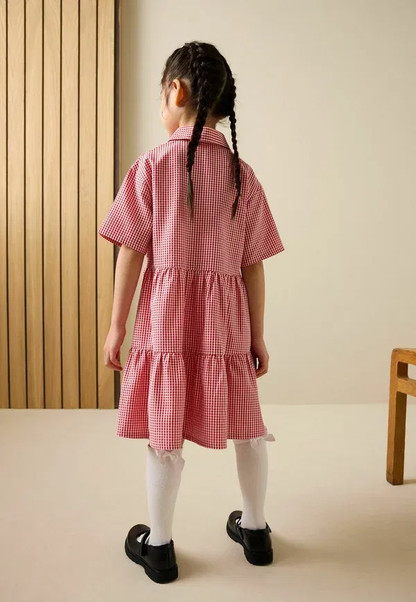 Платье рубашка клетчатая Shirt dress Next, red, красный — фото 3