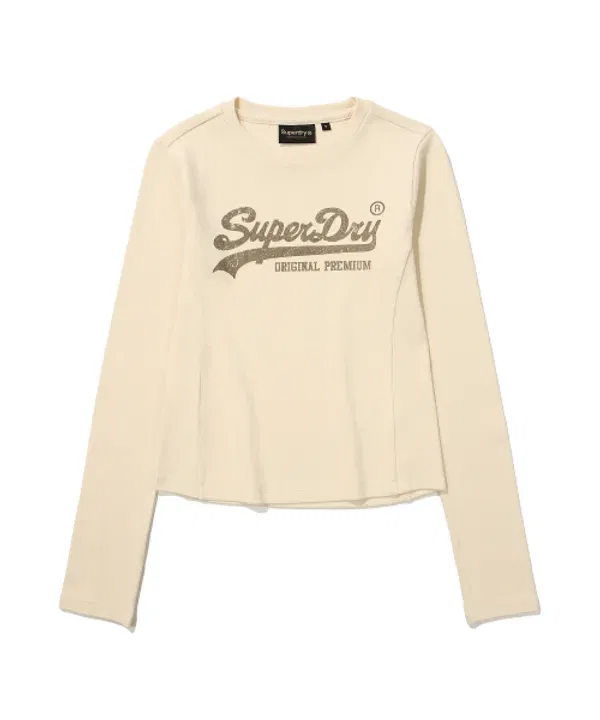 Футболка с длинным рукавом, винтажный логотип, Superdry, айвори