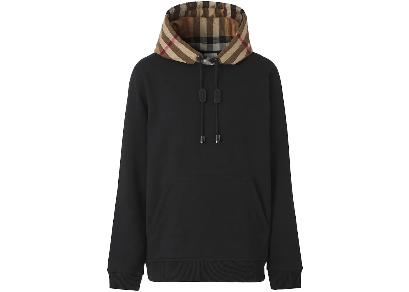 Мужской худи с капюшоном из хлопкового футера с принтом Burberry, Black Beige