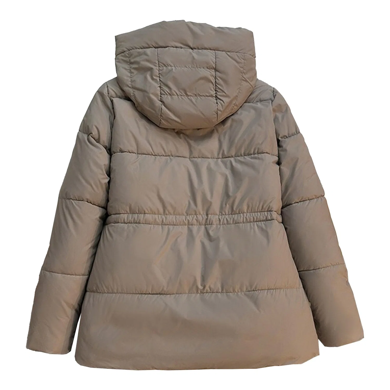 Женское зимнее пальто с капюшоном на молнии, dark khaki — фото 4