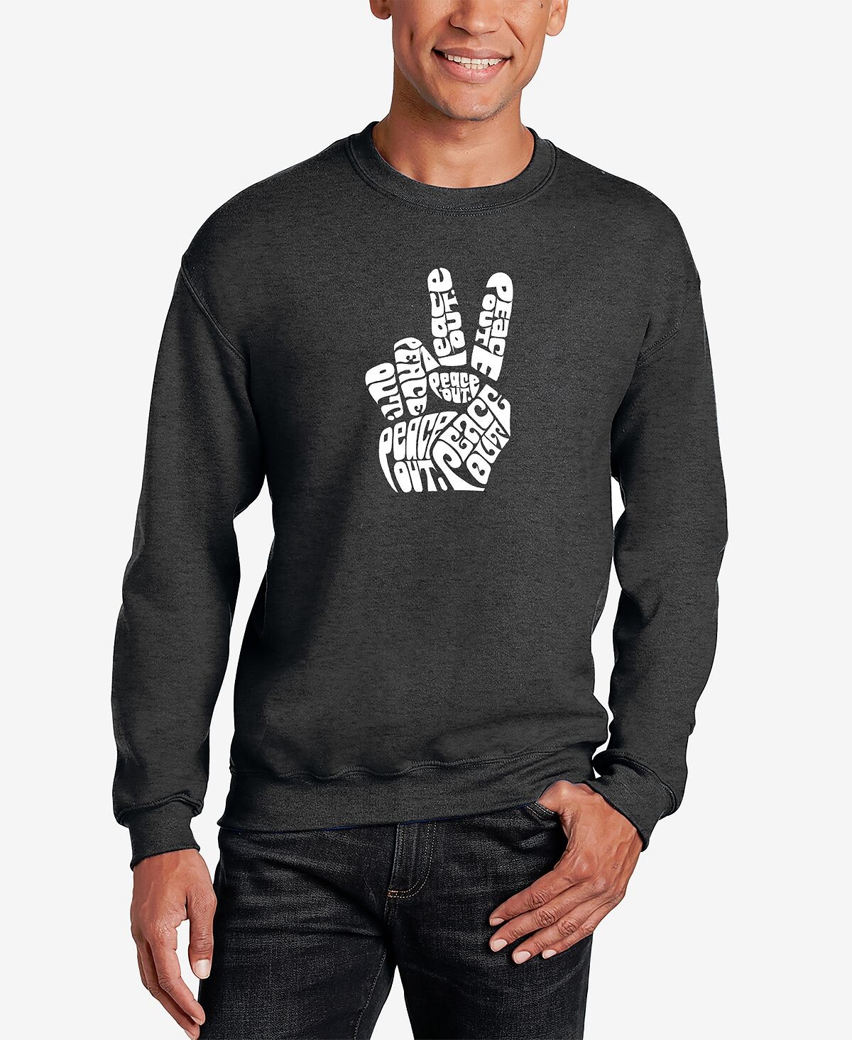 

Мужская толстовка word art peace out с круглым вырезом LA Pop Art, темно-серый