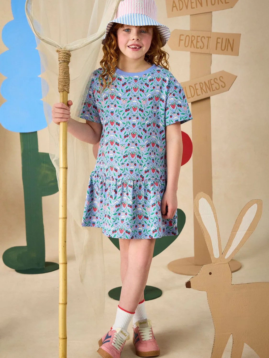 Платье джерси с коротким рукавом Sienna Joules, Blue Strawberry