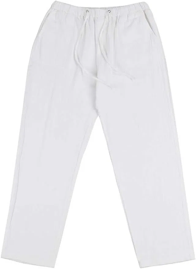Мужские льняные брюки свободного кроя, Linen Pants, белый — фото 4