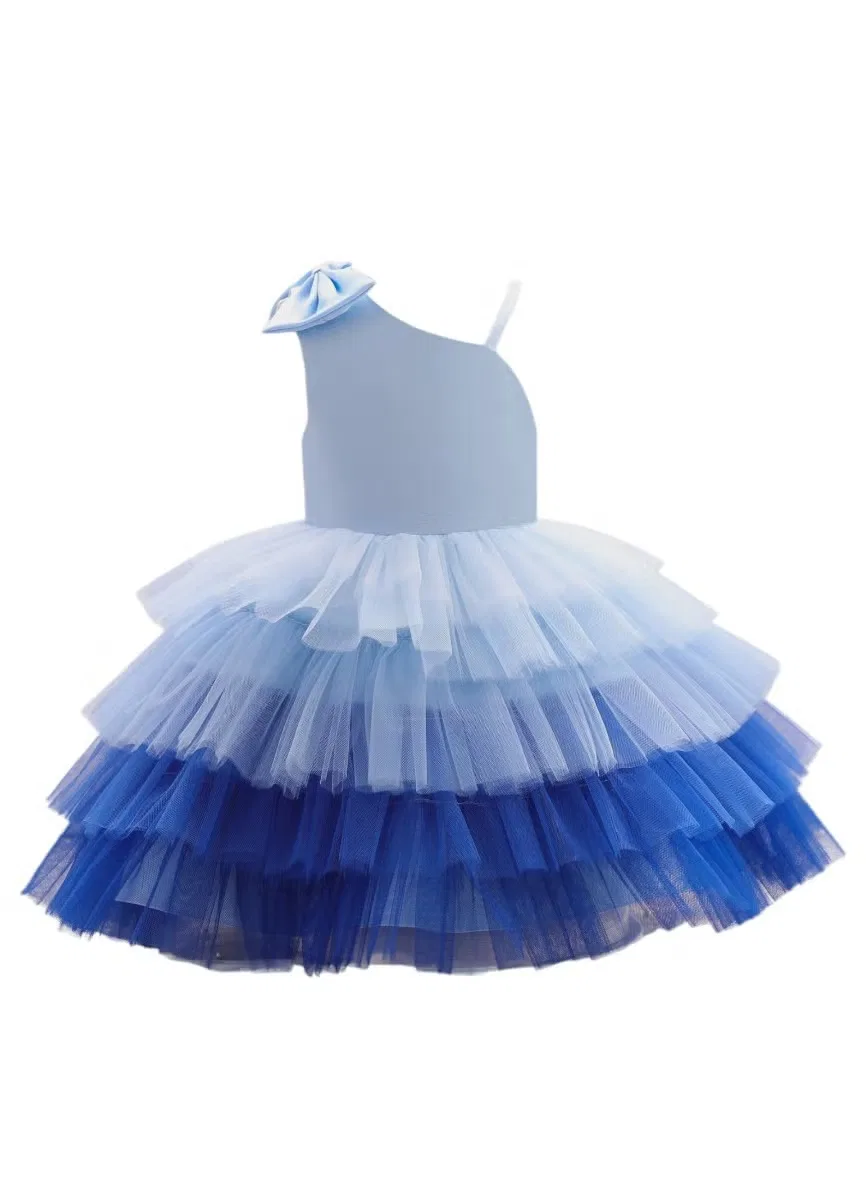 Платье с бантом на одно плечо Fairy blue frock Bidani, синий — фото 4